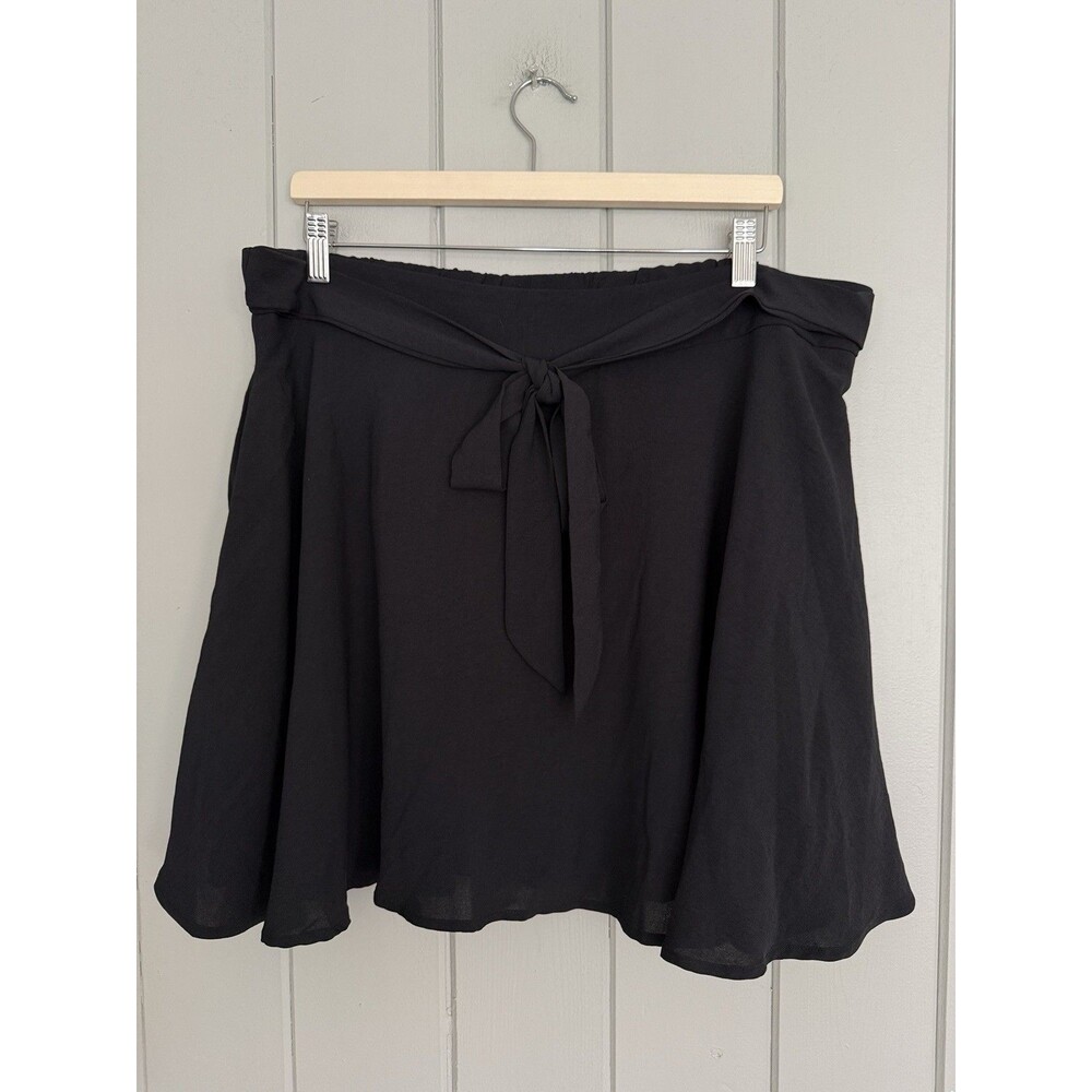 Belle Poque Skort Skirt 2XL Black Polyester Mini Chiffon Built-In Shorts
